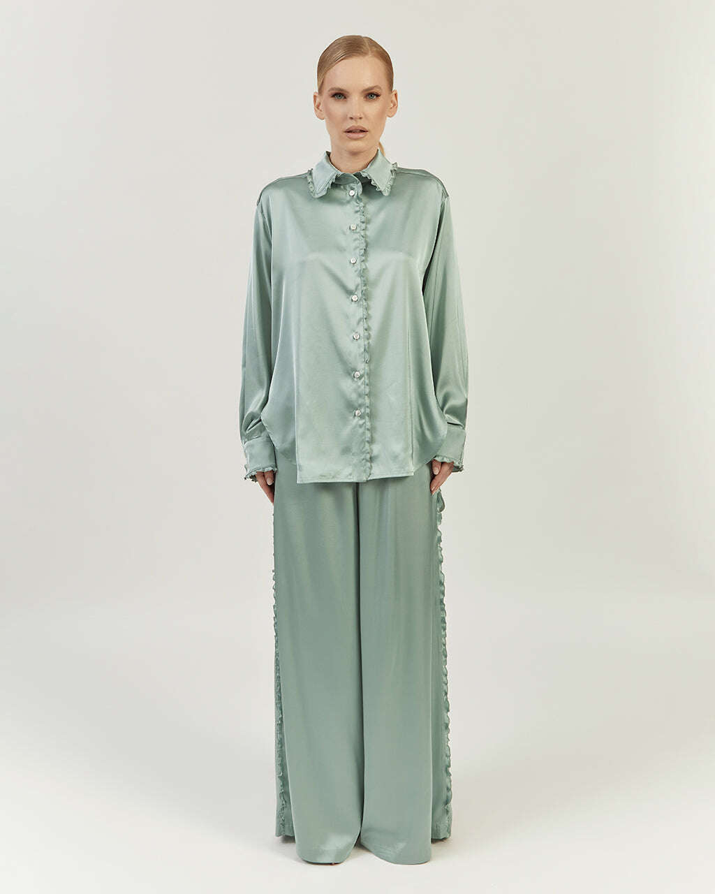 WIDE LEG SATIN JET TROUSERS |PERINA Nolo Store