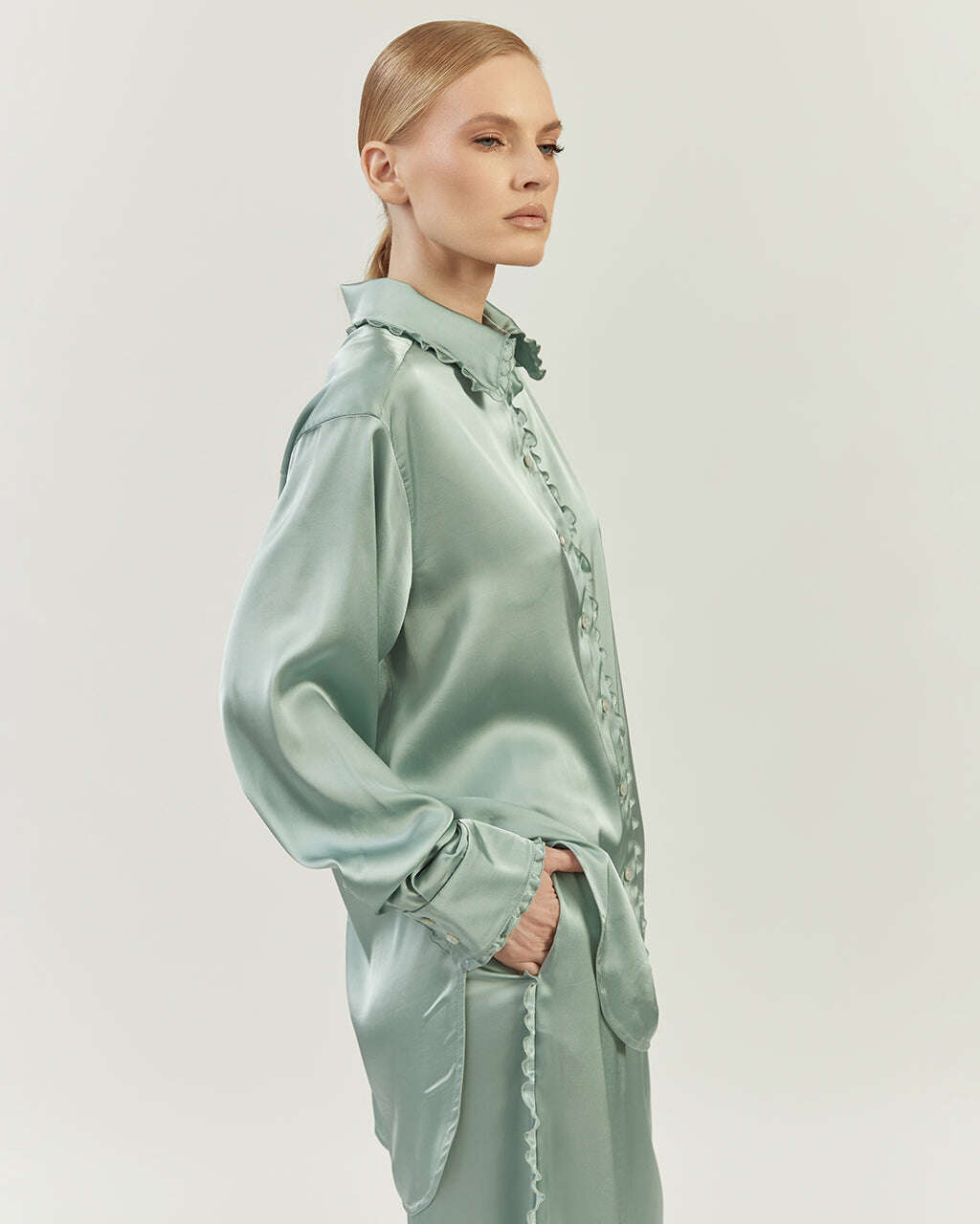 WIDE LEG SATIN JET TROUSERS |PERINA Nolo Store