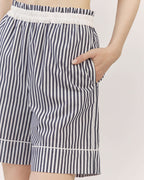 STRIPED COTTON HIGH WAIST BERMUDA SHORTS | TULIA Nolo Store