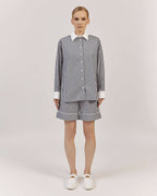 STRIPED COTTON HIGH WAIST BERMUDA SHORTS | TULIA Nolo Store