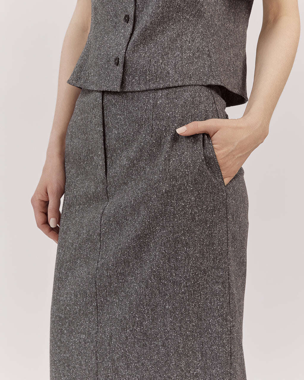 WOOL/SILK BLEND MIDI PENCIL SKIRT |MACARIA Nolo Store