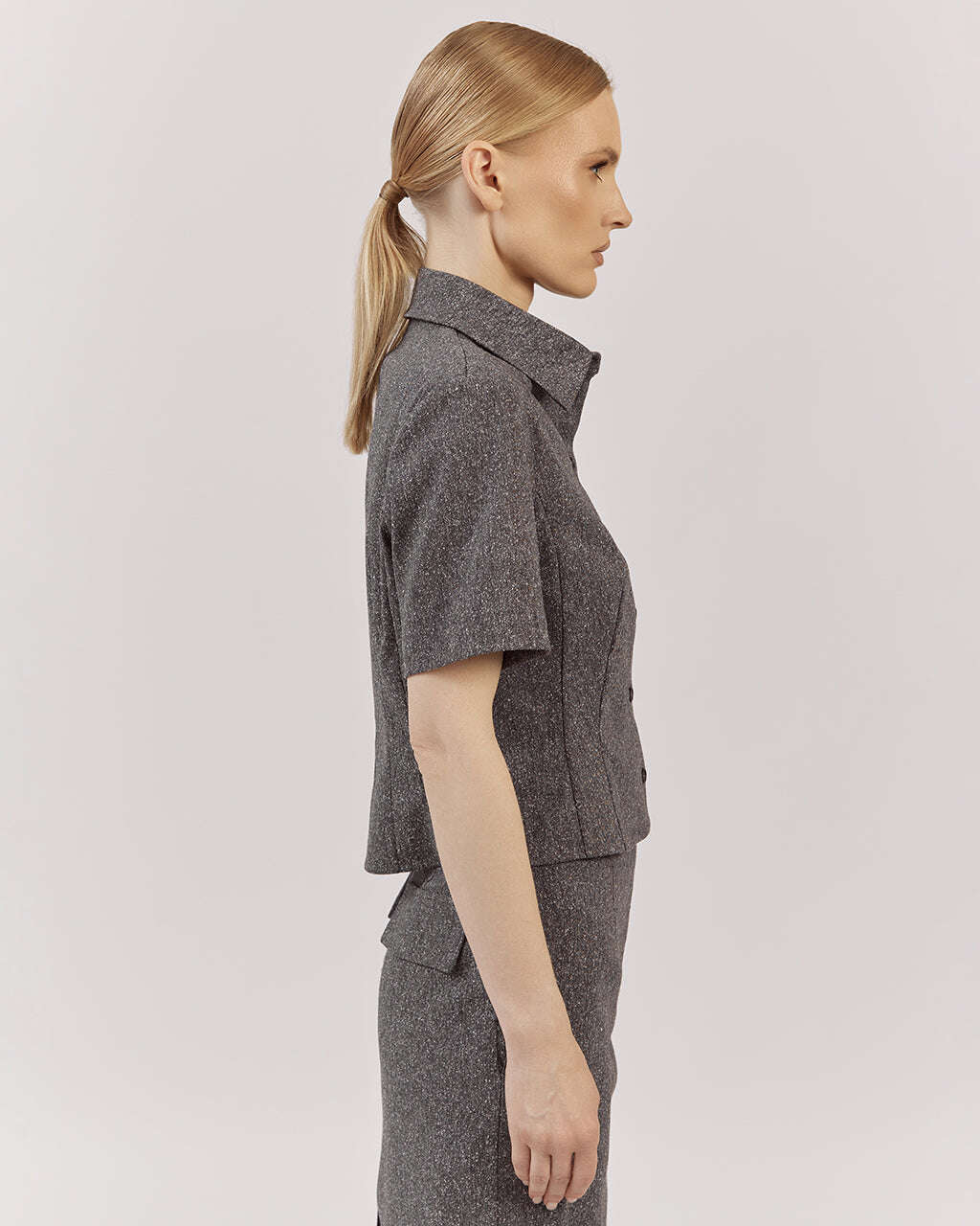 CROPPED WOOL/SILK BLEND SHIRT | ELISA Nolo Store