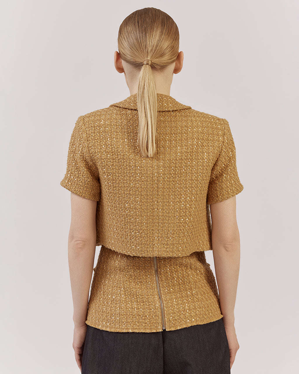 Textured Short-Sleeve Blazer with Cropped Fit | KATRIN by NOLO Nolo Store