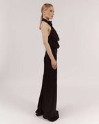LONG BLACK HALTER NECK DRESS WITH OPEN BACK |FRANCESCA Nolo Store