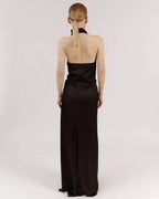 LONG BLACK HALTER NECK DRESS WITH OPEN BACK |FRANCESCA Nolo Store