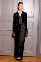 Velvet tuxedo-jumpsuit with belt | SABELLA