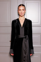 Velvet tuxedo-jumpsuit with belt | SABELLA