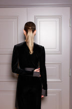 Velvet tuxedo-jumpsuit with belt | SABELLA