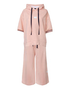 Peach Cotton Sweat Wide Leg Crop Track Pants | MELAHO Nolo Store