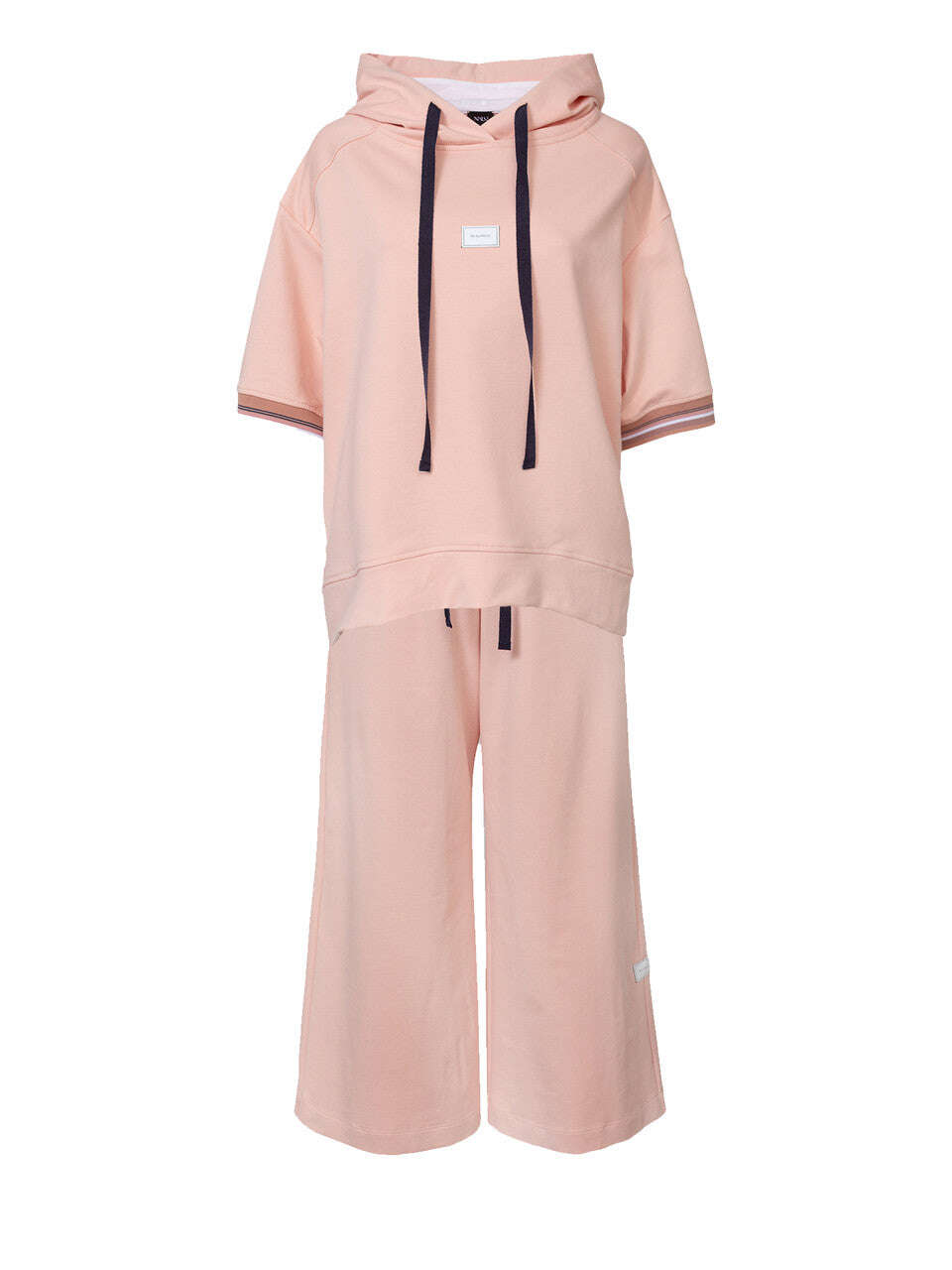 Peach Cotton Sweat Wide Leg Crop Track Pants | MELAHO Nolo Store
