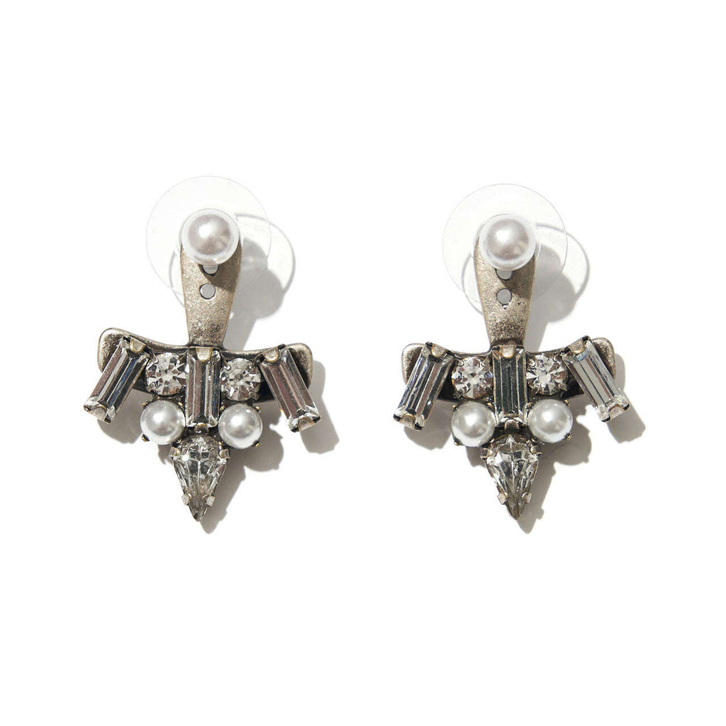 Glass Cut Stones  With Pearl Earrings Nolo Store