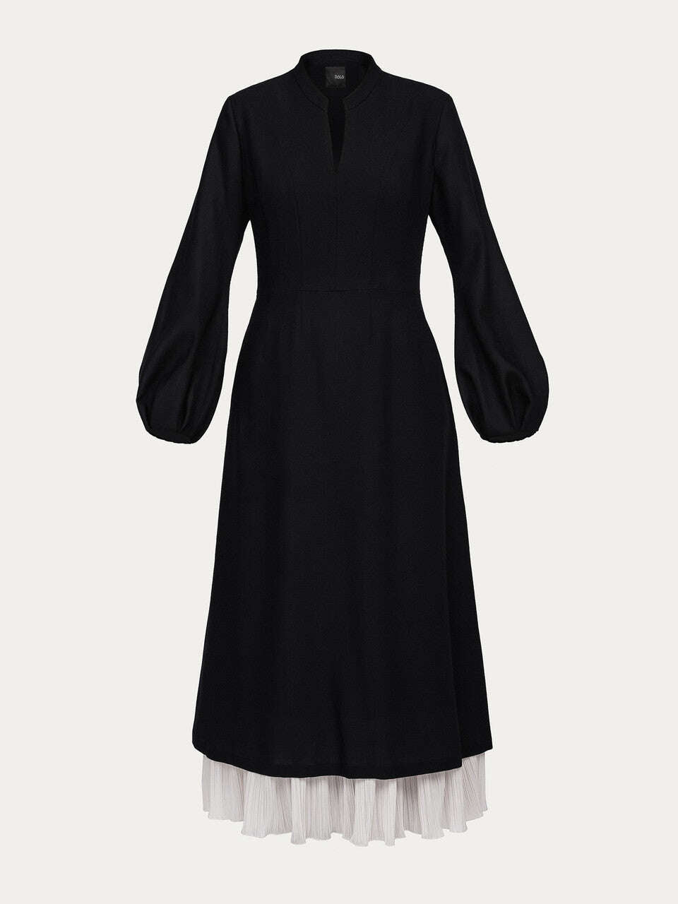 Black wool dress with V-neckline | KOHEKU Nolo Store