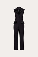 Black, elegant suit with silk velvet details | FUMAYO Nolo Store