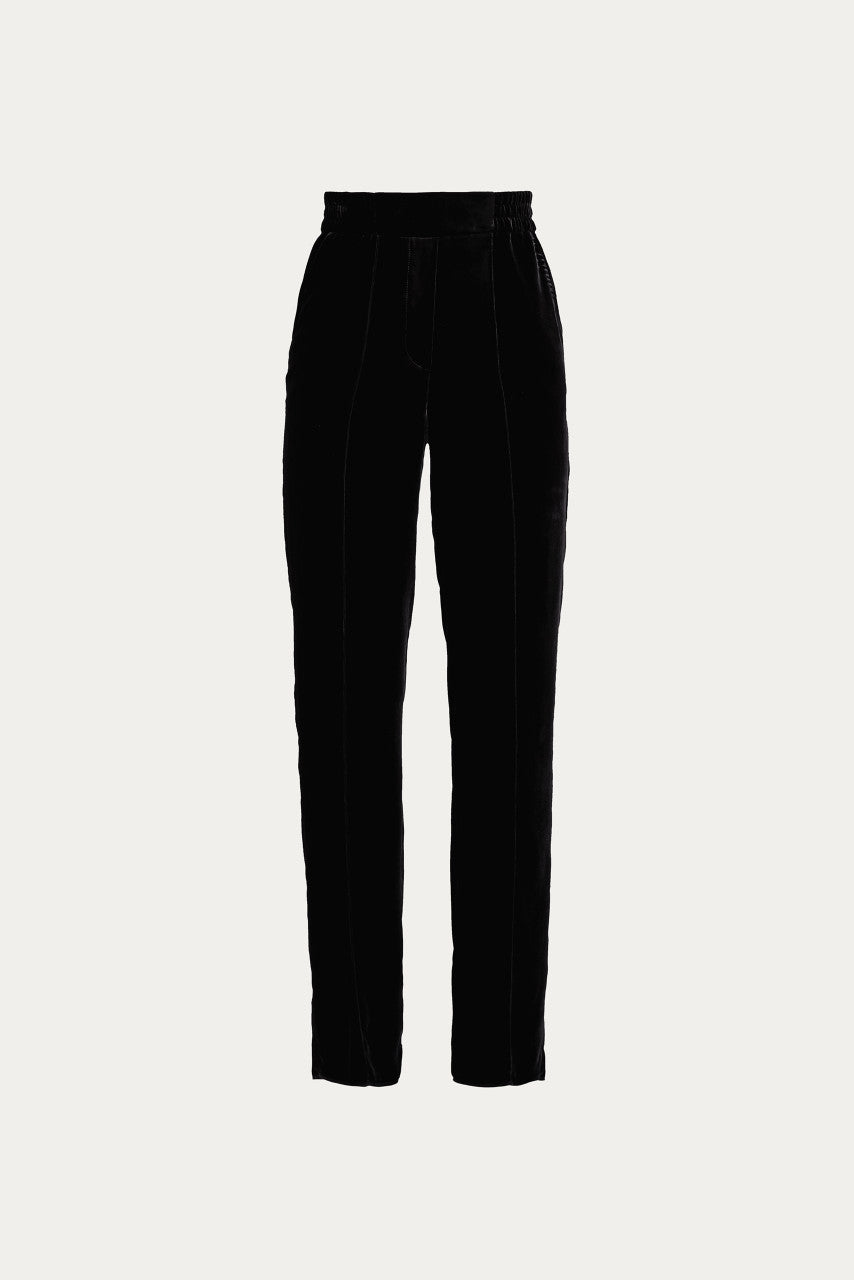 Black, free silhouette silk satin trousers | NOBU Nolo Store