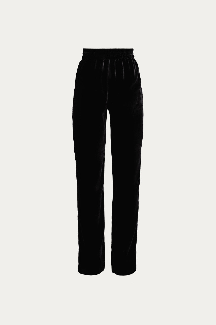 Black, free silhouette silk satin trousers | NOBU Nolo Store