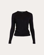 Black wool jersey top with long sleeves | YARI Nolo Store