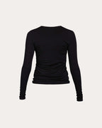 Black wool jersey top with long sleeves | YARI Nolo Store