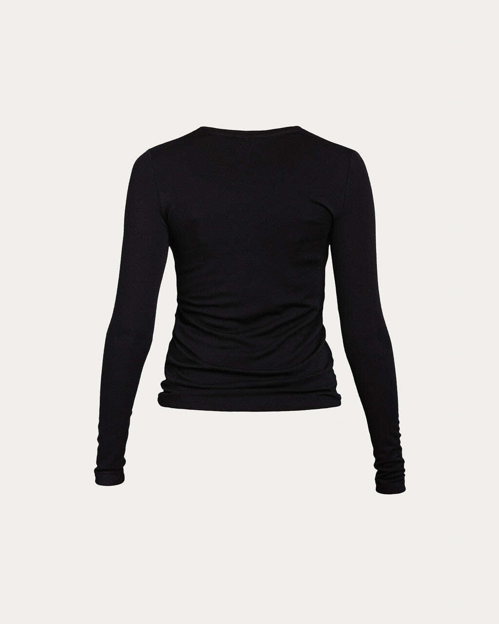 Black wool jersey top with long sleeves | YARI Nolo Store