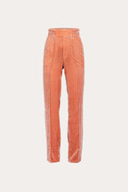 Camel-colored, loose silhouette silk satin trousers | NOBU Nolo Store