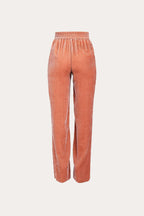 Camel-colored, loose silhouette silk satin trousers | NOBU Nolo Store