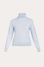 Cashmere turtleneck sweater in powder blue | YUU Nolo Store