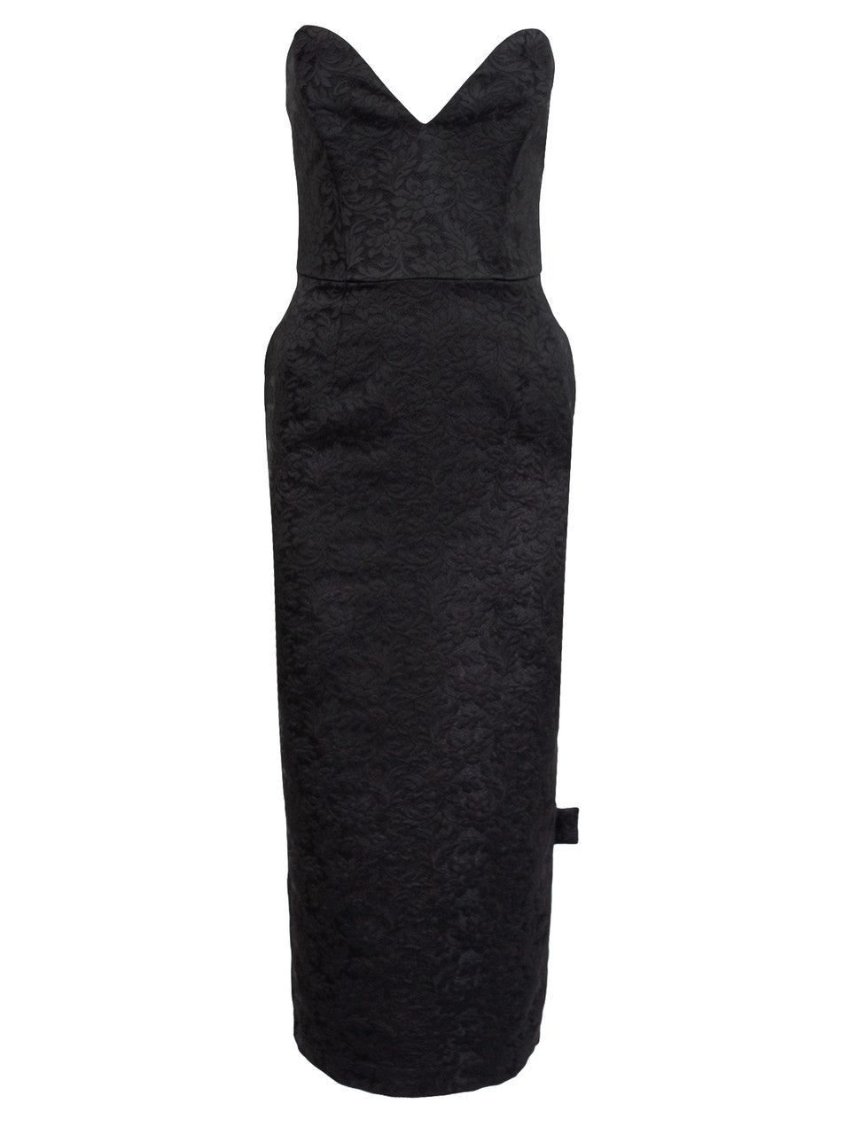Melna žakarda pieguļoša midi korseškleita  | JUN
