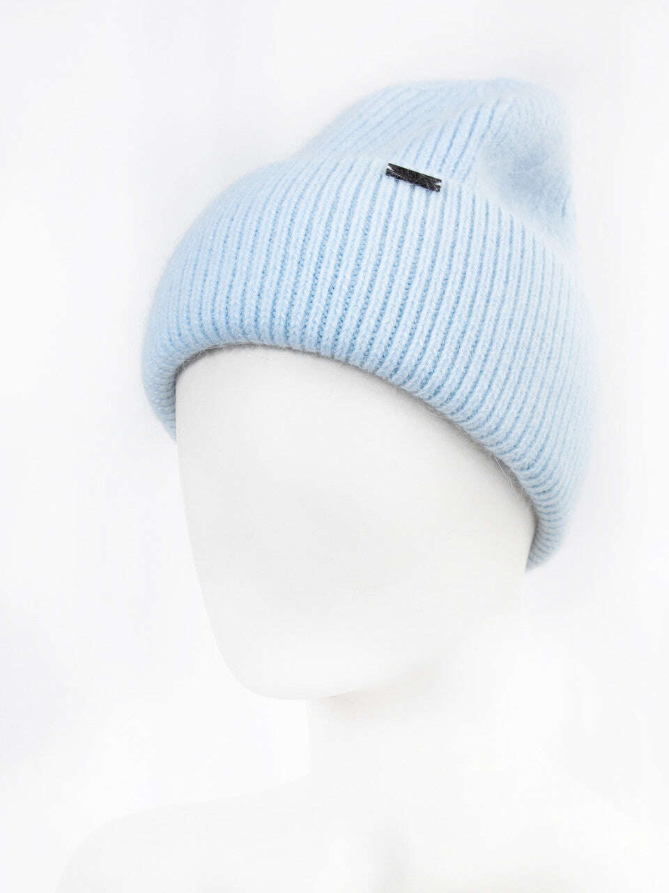 Sky Blue Knit Angora Wool Beanie Hat | YUKI Nolo Store