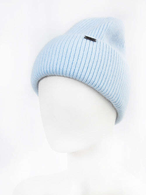 Sky Blue Knit Angora Wool Beanie Hat | YUKI Nolo Store