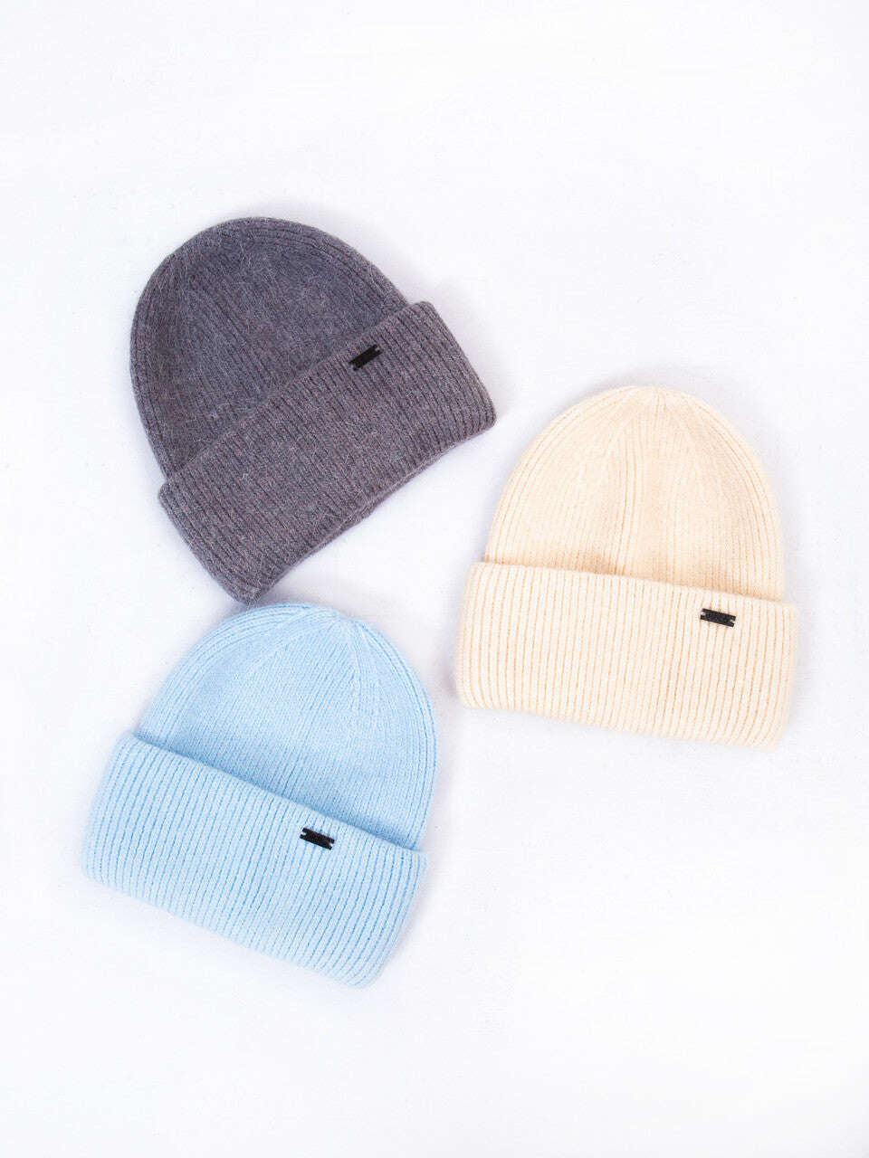 Sky Blue Knit Angora Wool Beanie Hat | YUKI Nolo Store