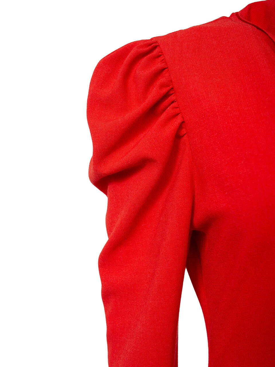 Red Midi Dress With Ruched Sleeves And  Tie Neck | SAYAKA Nolo Store