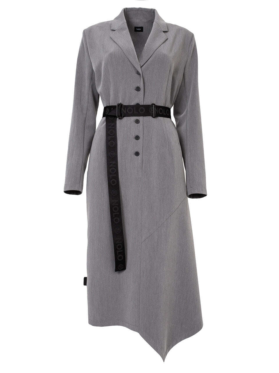 Gray Asymetric Length Belted Office Dress | KAEDE Nolo Store