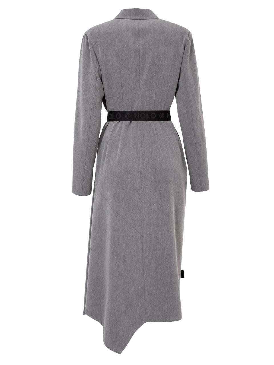 Gray Asymetric Length Belted Office Dress | KAEDE Nolo Store