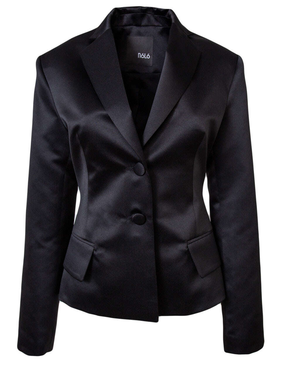 Black Single Brested Taffeta Fitted Tailored Blazer | AKINA Nolo Store