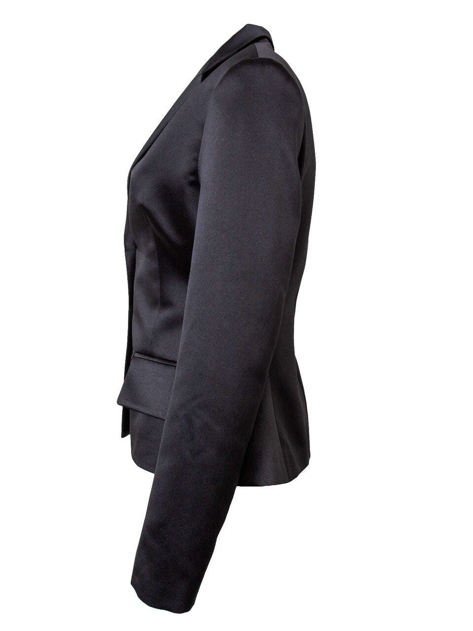 Black Single Brested Taffeta Fitted Tailored Blazer | AKINA Nolo Store
