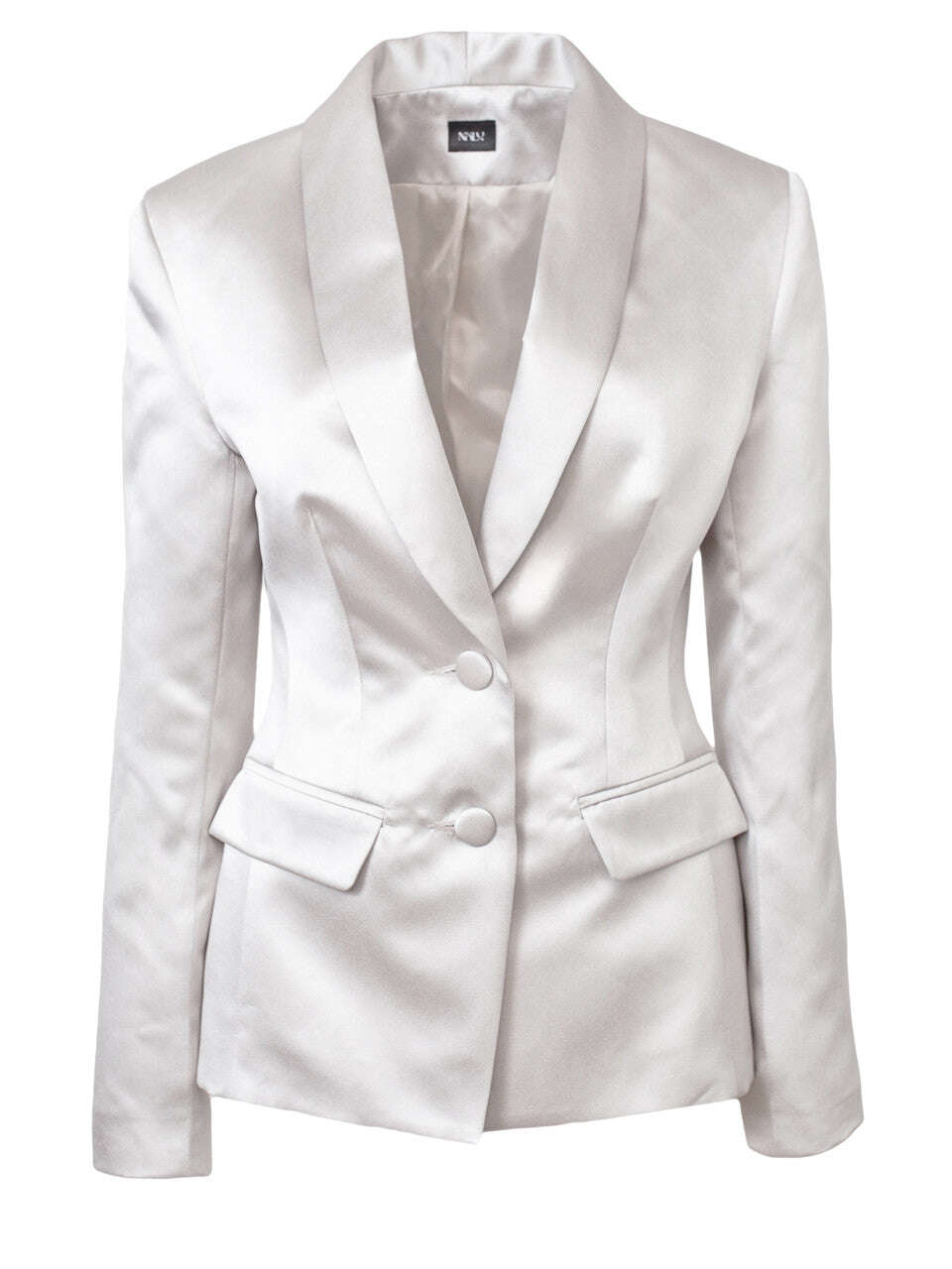 Light Gray Fitted Single Breasted Taffeta Tailored Blazer | KAOTO Nolo Store