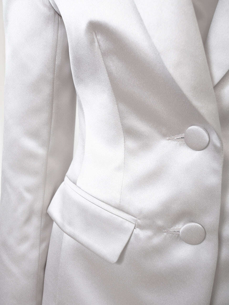 Light Gray Fitted Single Breasted Taffeta Tailored Blazer | KAOTO Nolo Store