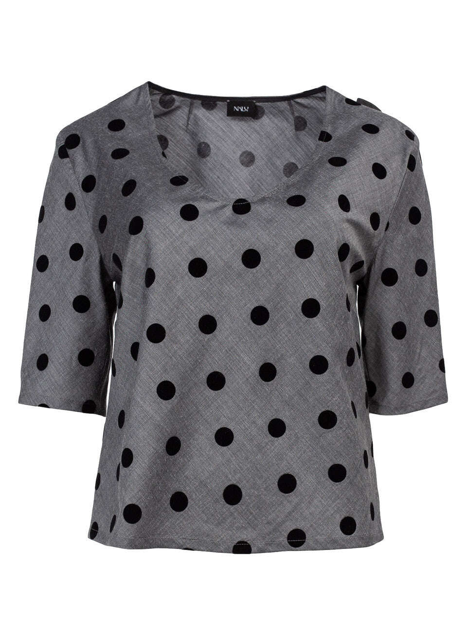 Gray Polka-Dot Short Sleeve Top | MIYUO Nolo Store