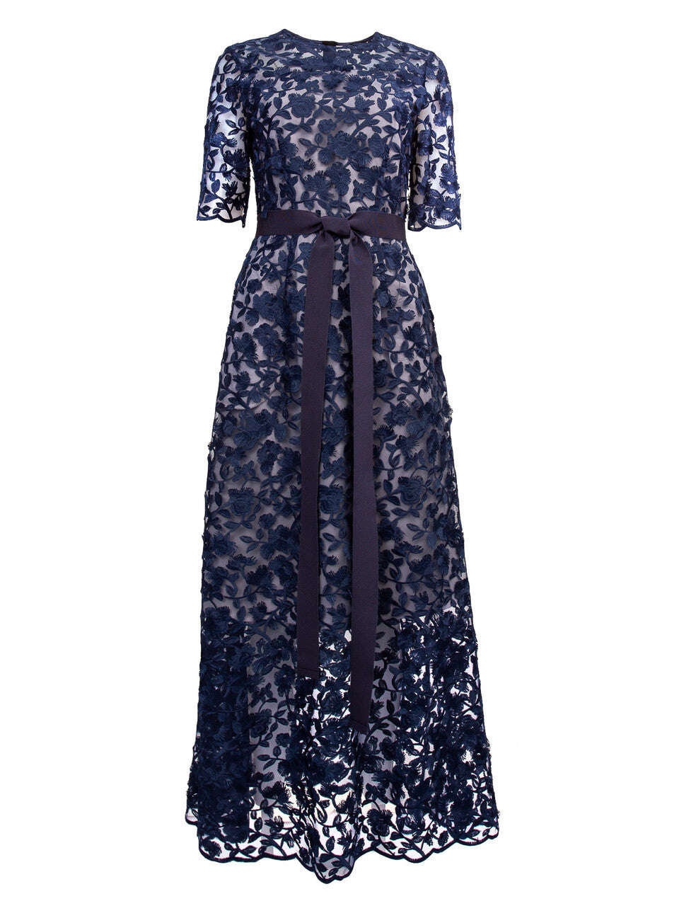 Navy Floral-Appliqué Midi Dress | CHIEKO Nolo Store
