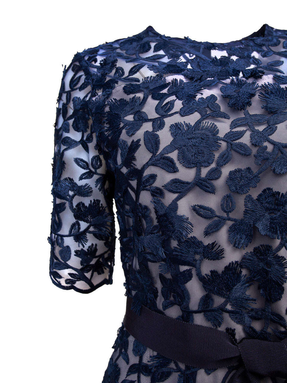 Navy Floral-Appliqué Midi Dress | CHIEKO Nolo Store