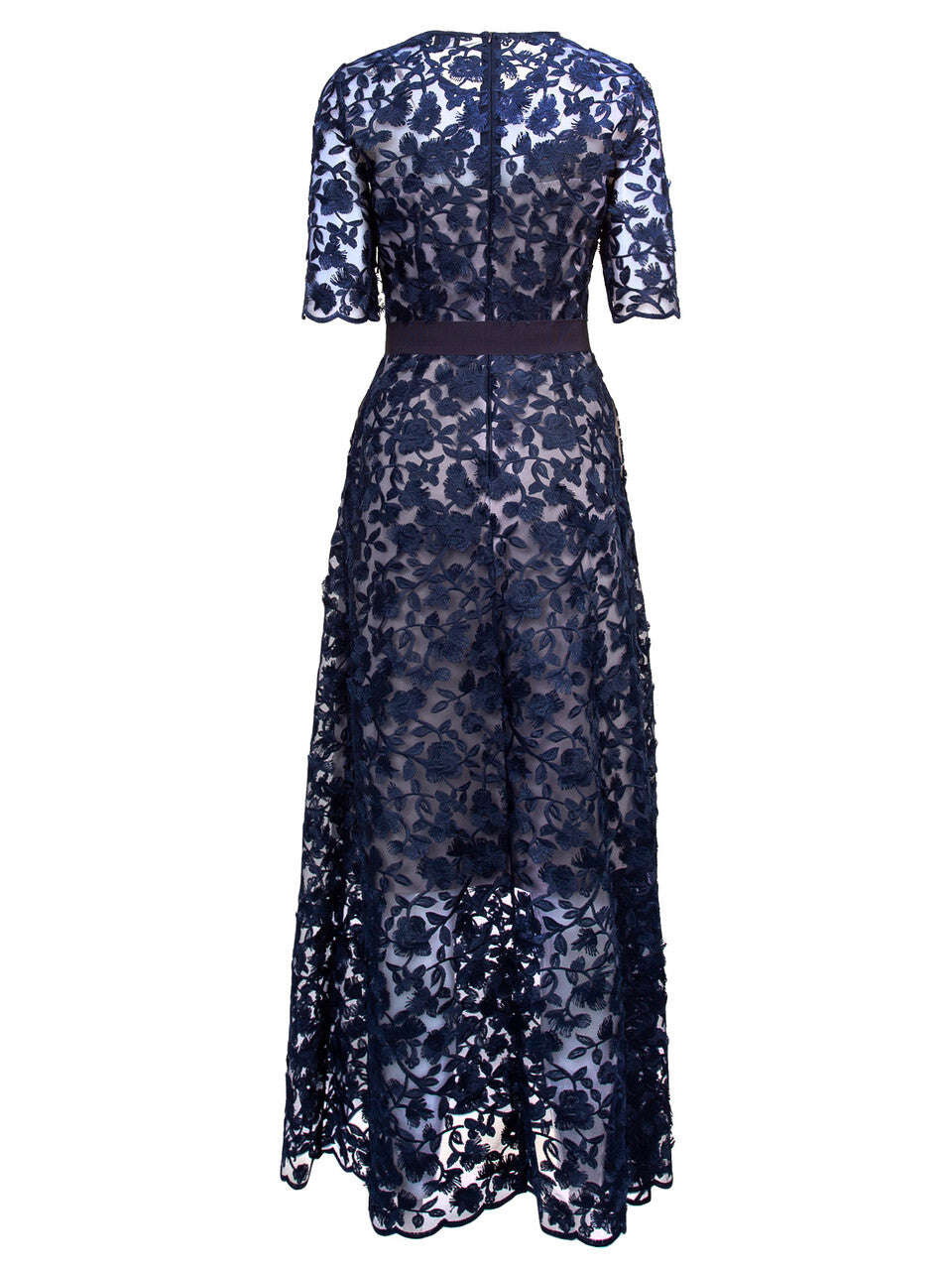Navy Floral-Appliqué Midi Dress | CHIEKO Nolo Store