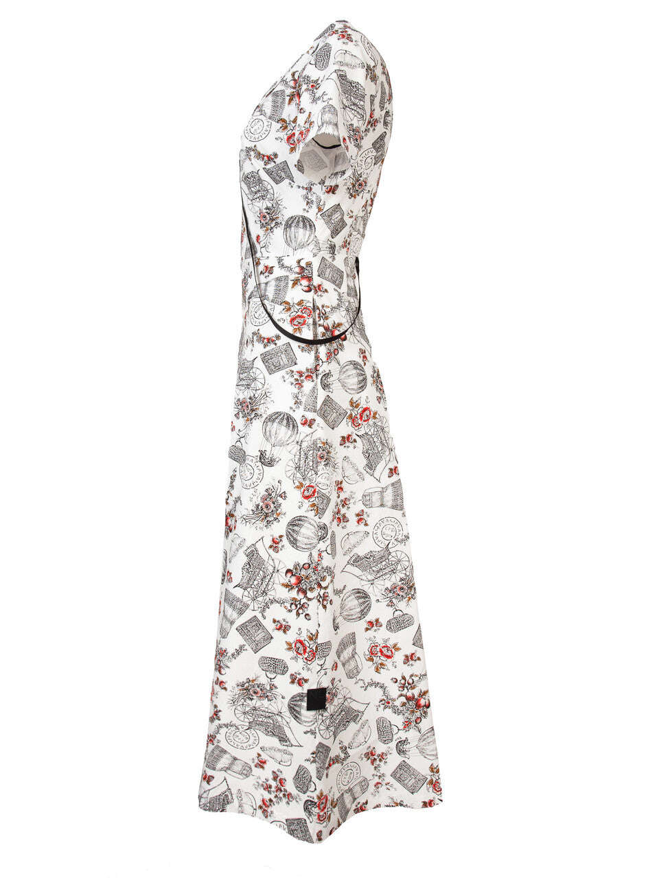 White Printed Midi Dress With Zip-Front | HARO Nolo Store