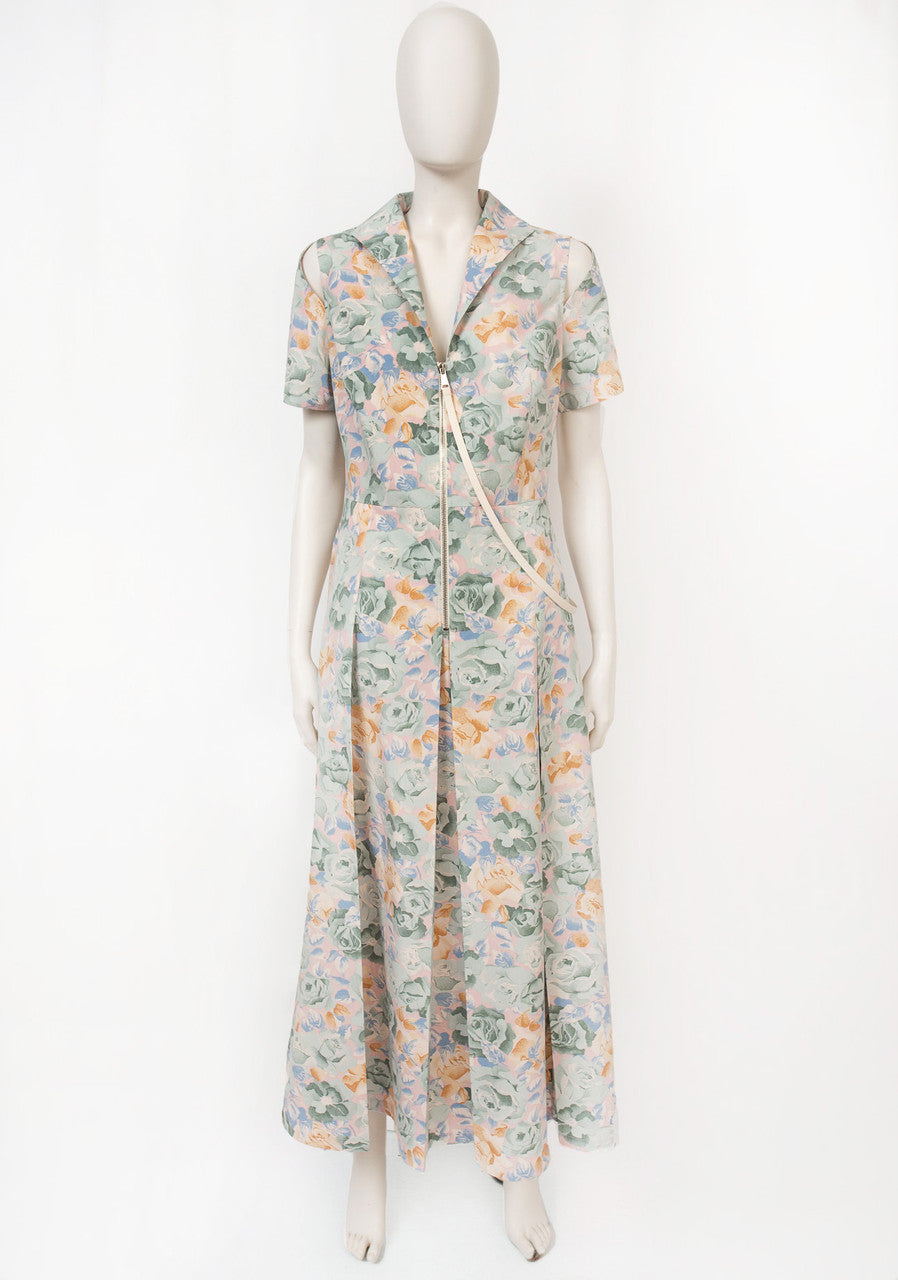 Midi kleita ar ziedu apdruku ar rāvējslēdzēju priekšpusē | HARO