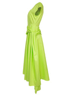 Lime Cotton Popeline Side Tie Midi Dress | MICHI Nolo Store