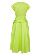 Lime Cotton Popeline Side Tie Midi Dress | MICHI Nolo Store