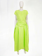 Lime Cotton Popeline Side Tie Midi Dress | MICHI Nolo Store