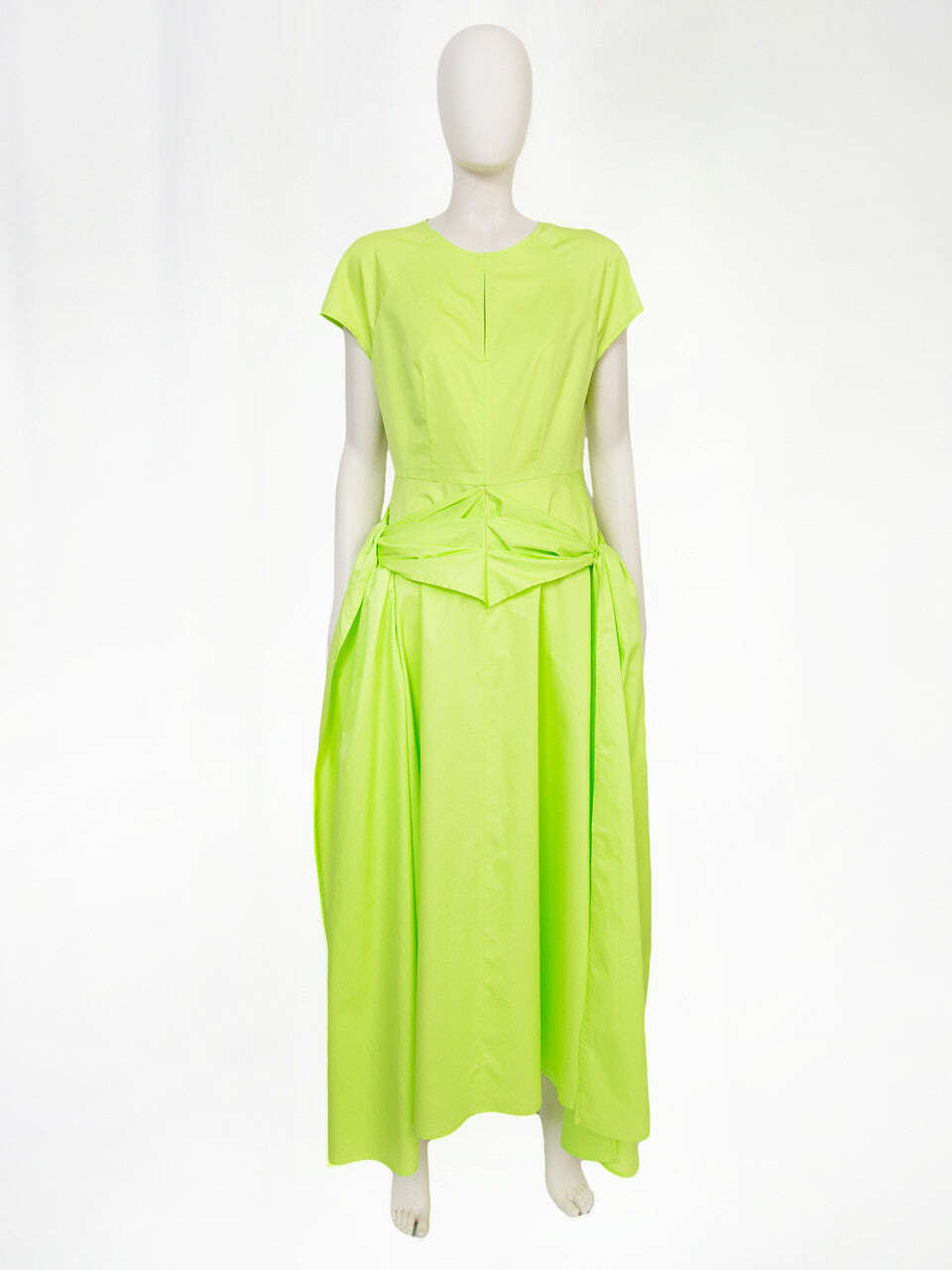 Lime Cotton Popeline Side Tie Midi Dress | MICHI Nolo Store