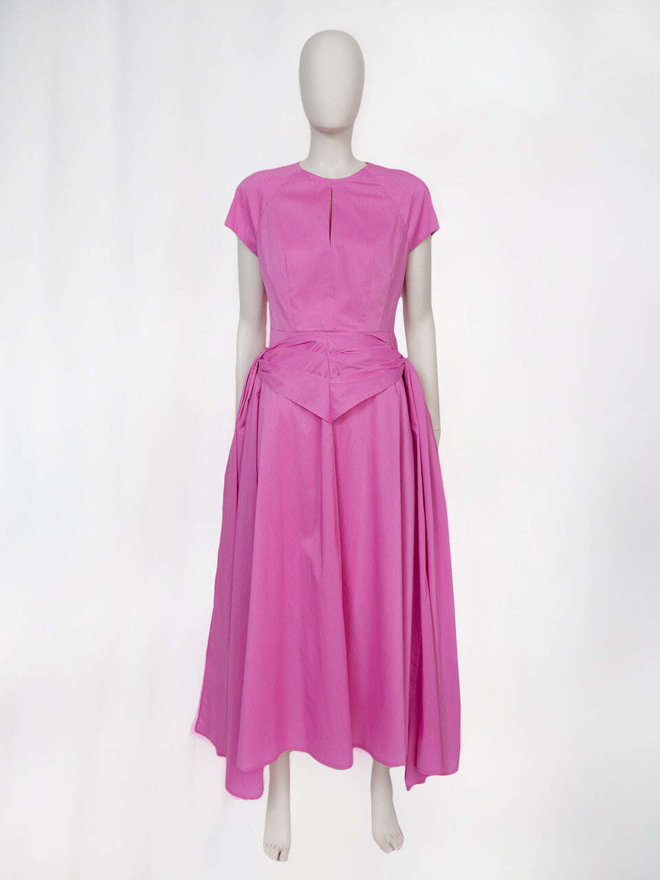 Pink Cotton Popeline Side Tie Midi Dress | MICHI Nolo Store