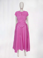 Pink Cotton Popeline Side Tie Midi Dress | MICHI Nolo Store