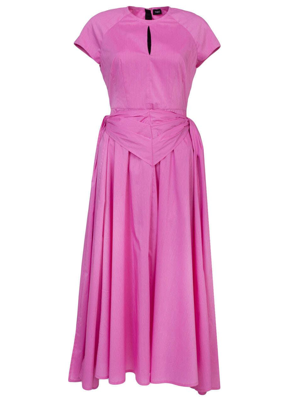 Pink Cotton Popeline Side Tie Midi Dress | MICHI Nolo Store