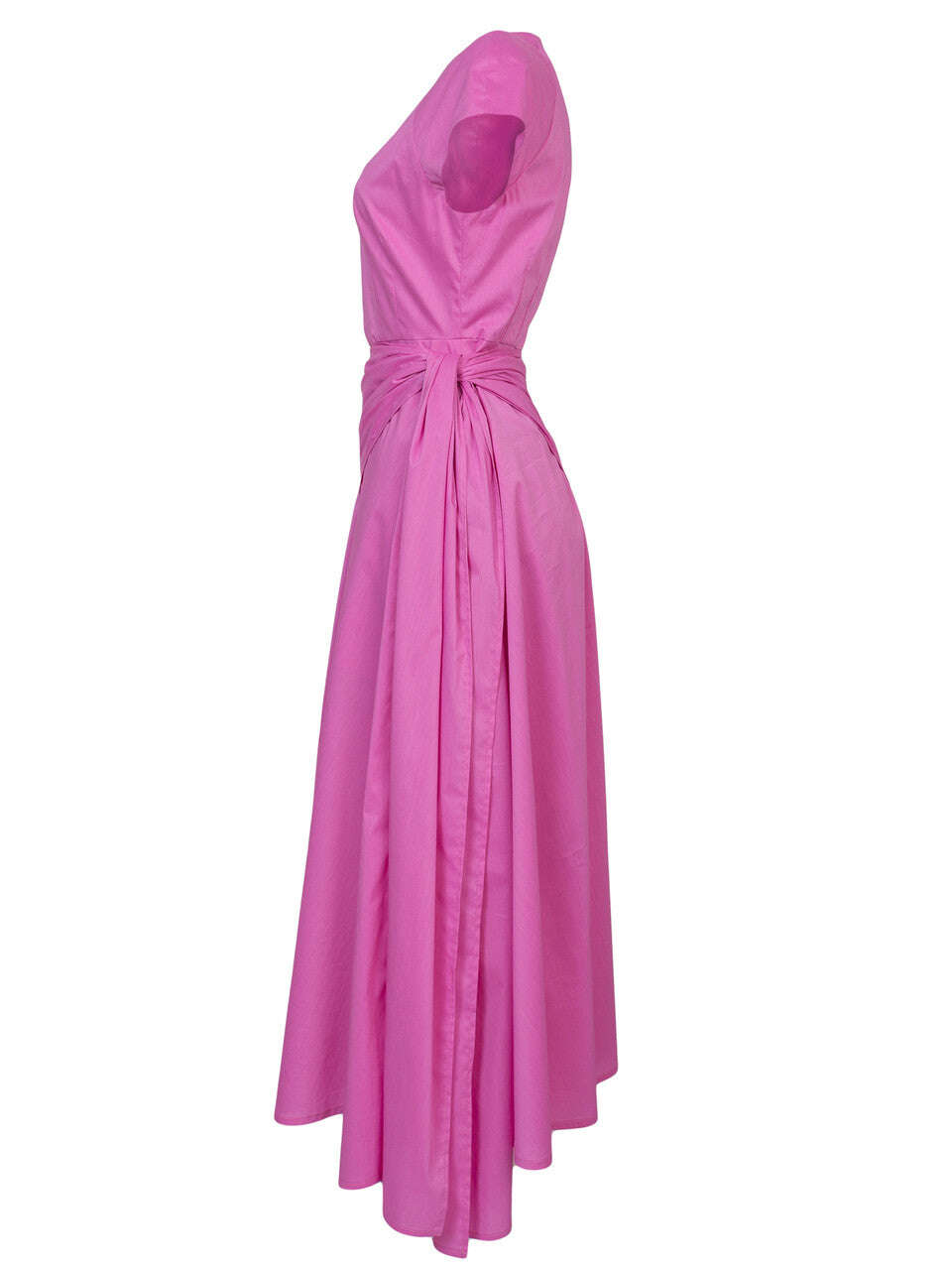 Pink Cotton Popeline Side Tie Midi Dress | MICHI Nolo Store